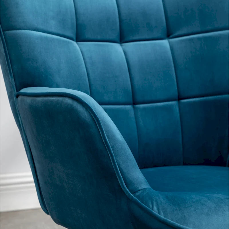 Fauteuil d'appoint capitonné en velours avec ottoman – Jaune / Mauve / Bleu / Gris, 1 place