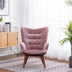 Fauteuil d'appoint capitonné en velours avec ottoman – Jaune / Mauve / Bleu / Gris, 1 place