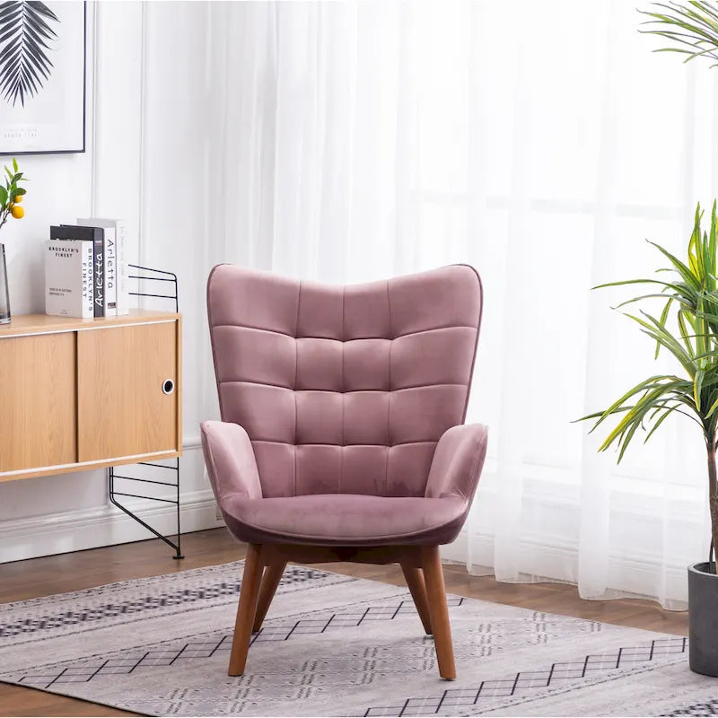 Fauteuil d'appoint capitonné en velours avec ottoman – Jaune / Mauve / Bleu / Gris, 1 place