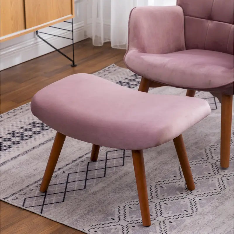 Fauteuil d'appoint capitonné en velours avec ottoman – Jaune / Mauve / Bleu / Gris, 1 place