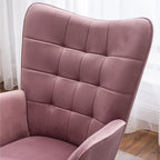 Fauteuil d'appoint capitonné en velours avec ottoman – Jaune / Mauve / Bleu / Gris, 1 place