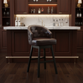 Tabourets de bar pivotants capitonnés marron et noyer, ensemble de 2