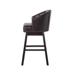 Tabourets de bar pivotants capitonnés marron et noyer, ensemble de 2