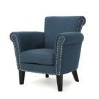 Fauteuil Club en Tissu avec Clous Décoratifs, 1 Place, Couleurs Café / Vin / Bleu Marine / Bleu Acier