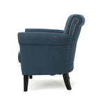 Fauteuil Club en Tissu avec Clous Décoratifs, 1 Place, Couleurs Café / Vin / Bleu Marine / Bleu Acier