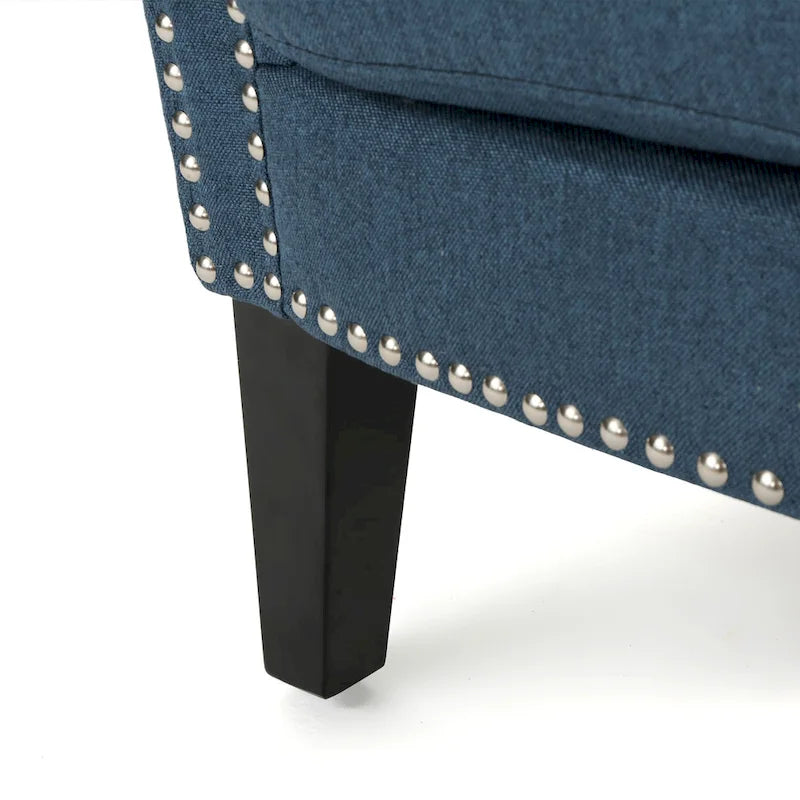 Fauteuil Club en Tissu avec Clous Décoratifs, 1 Place, Couleurs Café / Vin / Bleu Marine / Bleu Acier