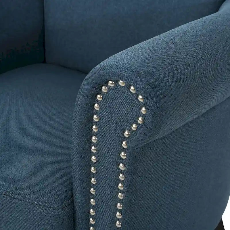 Fauteuil Club en Tissu avec Clous Décoratifs, 1 Place, Couleurs Café / Vin / Bleu Marine / Bleu Acier