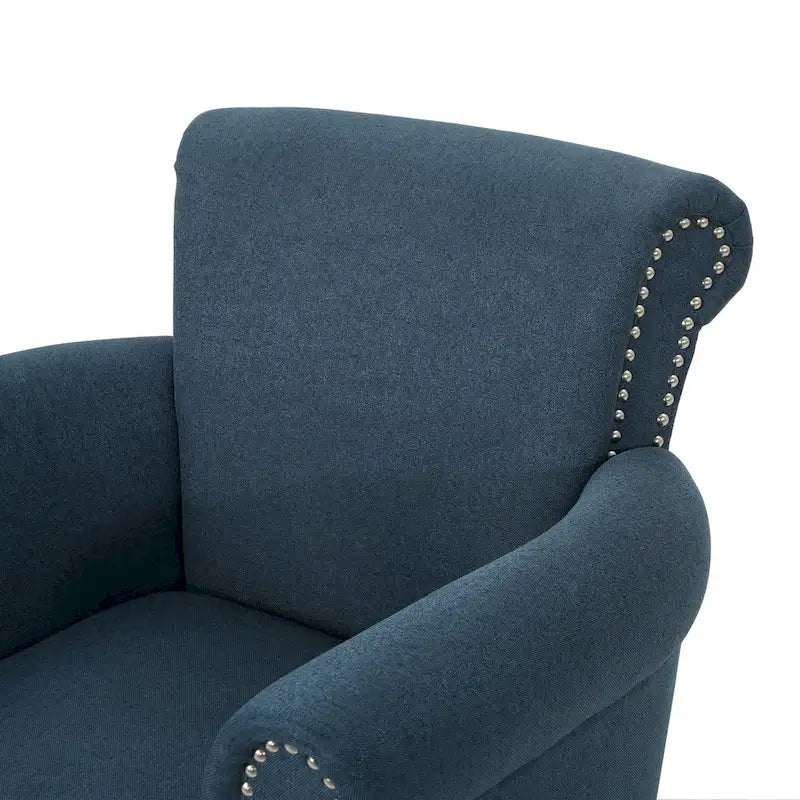 Fauteuil Club en Tissu avec Clous Décoratifs, 1 Place, Couleurs Café / Vin / Bleu Marine / Bleu Acier