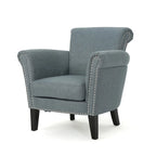 Fauteuil Club en Tissu avec Clous Décoratifs, 1 Place, Couleurs Café / Vin / Bleu Marine / Bleu Acier