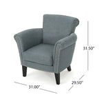 Fauteuil Club en Tissu avec Clous Décoratifs, 1 Place, Couleurs Café / Vin / Bleu Marine / Bleu Acier