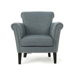 Fauteuil Club en Tissu avec Clous Décoratifs, 1 Place, Couleurs Café / Vin / Bleu Marine / Bleu Acier