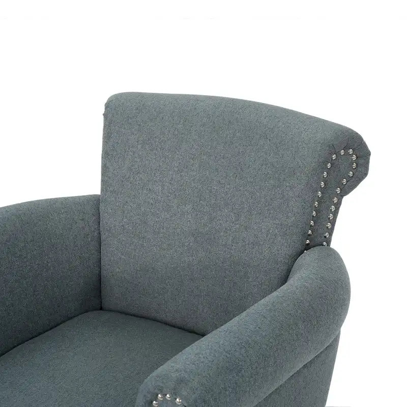 Fauteuil Club en Tissu avec Clous Décoratifs, 1 Place, Couleurs Café / Vin / Bleu Marine / Bleu Acier