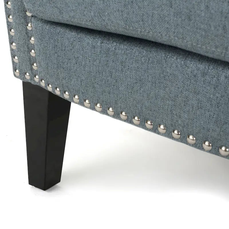 Fauteuil Club en Tissu avec Clous Décoratifs, 1 Place, Couleurs Café / Vin / Bleu Marine / Bleu Acier