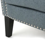 Fauteuil Club en Tissu avec Clous Décoratifs, 1 Place, Couleurs Café / Vin / Bleu Marine / Bleu Acier