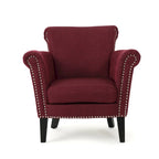 Fauteuil Club en Tissu avec Clous Décoratifs, 1 Place, Couleurs Café / Vin / Bleu Marine / Bleu Acier
