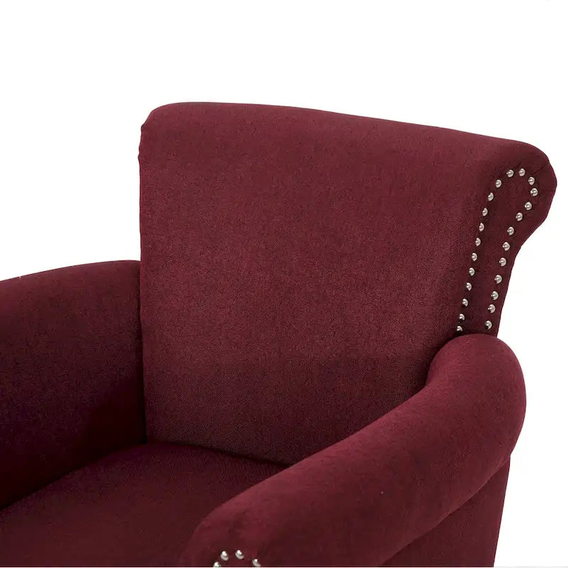 Fauteuil Club en Tissu avec Clous Décoratifs, 1 Place, Couleurs Café / Vin / Bleu Marine / Bleu Acier