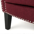 Fauteuil Club en Tissu avec Clous Décoratifs, 1 Place, Couleurs Café / Vin / Bleu Marine / Bleu Acier