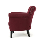 Fauteuil Club en Tissu avec Clous Décoratifs, 1 Place, Couleurs Café / Vin / Bleu Marine / Bleu Acier