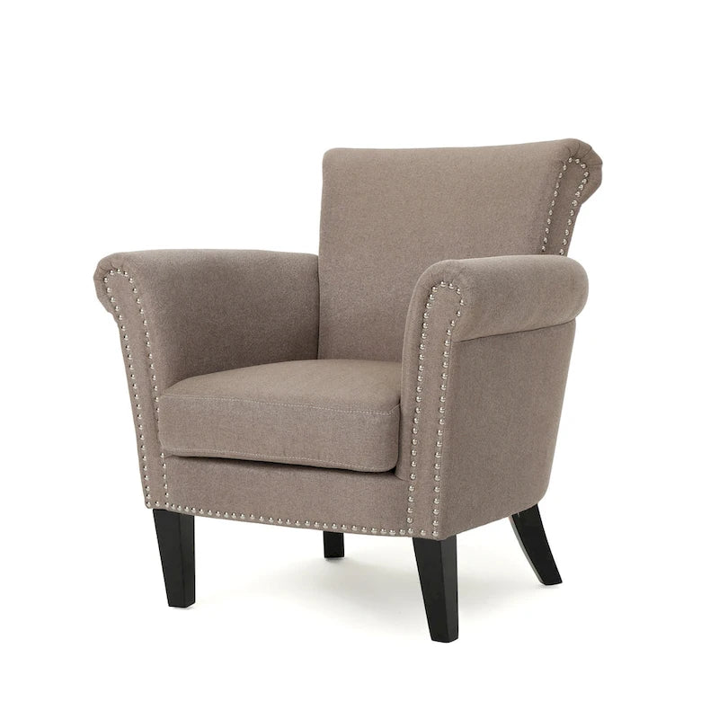 Fauteuil Club en Tissu avec Clous Décoratifs, 1 Place, Couleurs Café / Vin / Bleu Marine / Bleu Acier
