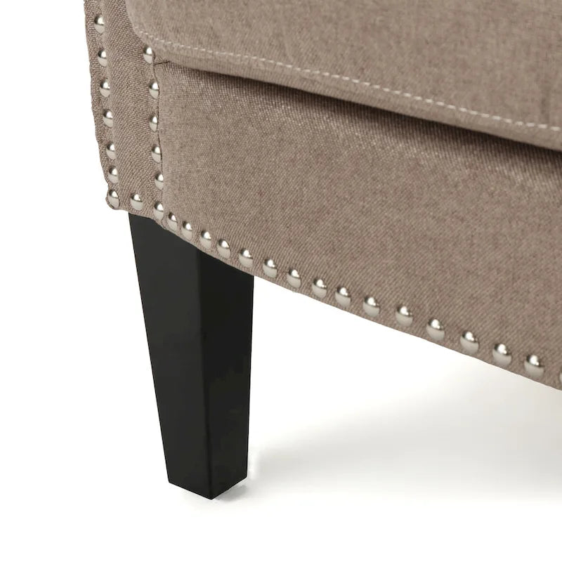 Fauteuil Club en Tissu avec Clous Décoratifs, 1 Place, Couleurs Café / Vin / Bleu Marine / Bleu Acier