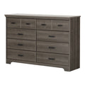 Commode double 8 tiroirs, style rustique, en érable gris/chêne vieilli