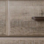 Commode double 8 tiroirs, style rustique, en érable gris/chêne vieilli