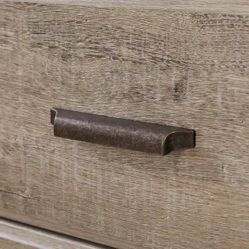Commode double 8 tiroirs, style rustique, en érable gris/chêne vieilli