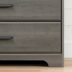 Commode double 8 tiroirs, style rustique, en érable gris/chêne vieilli