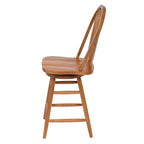 Tabouret de bar pivotant en chêne massif marron, hauteur comptoir, pièce unique