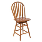 Tabouret de bar pivotant en chêne massif marron, hauteur comptoir, pièce unique