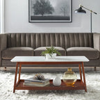 Table basse en noyer avec étagère inférieure, 1 pièce