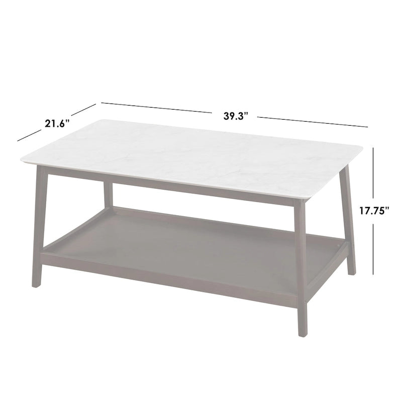 Table basse en noyer avec étagère inférieure, 1 pièce