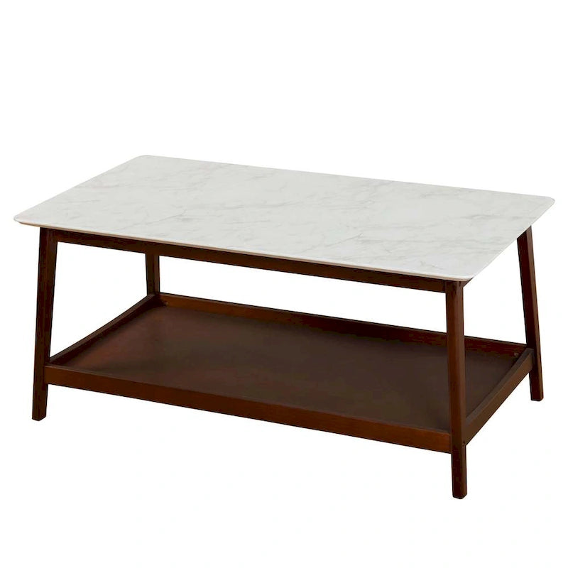 Table basse en noyer avec étagère inférieure, 1 pièce