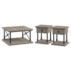 Ensemble table basse carrée et tables d'appoint 3 pièces gris bois flotté