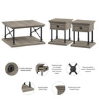 Ensemble table basse carrée et tables d'appoint 3 pièces gris bois flotté