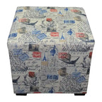 Pouf simple carré 4 boutons naturel