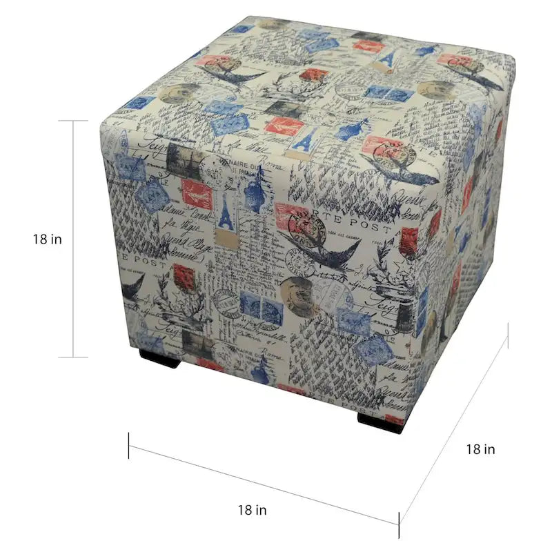Pouf simple carré 4 boutons naturel