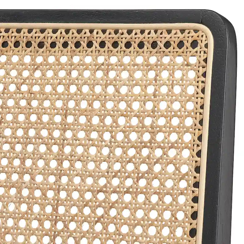 Chaise de salle à manger à dossier en cannage gris et noir, lot de 2
