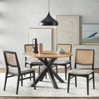 Chaise de salle à manger à dossier en cannage gris et noir, lot de 2