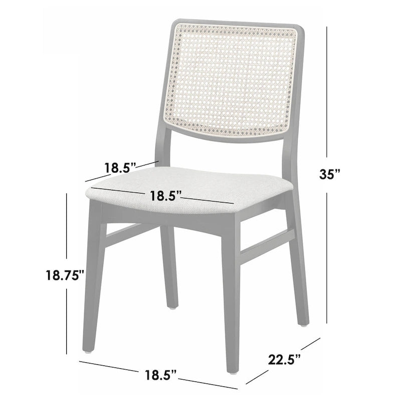 Chaise de salle à manger à dossier en cannage gris et noir, lot de 2