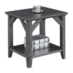 Gris délavé / Bois flotté / Blanc / Noir, table d'appoint à 2 niveaux avec étagère, simple