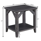 Gris délavé / Bois flotté / Blanc / Noir, table d'appoint à 2 niveaux avec étagère, simple