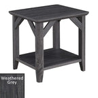 Gris délavé / Bois flotté / Blanc / Noir, table d'appoint à 2 niveaux avec étagère, simple