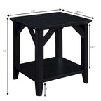 Gris délavé / Bois flotté / Blanc / Noir, table d'appoint à 2 niveaux avec étagère, simple