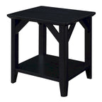 Gris délavé / Bois flotté / Blanc / Noir, table d'appoint à 2 niveaux avec étagère, simple