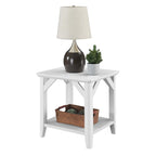Gris délavé / Bois flotté / Blanc / Noir, table d'appoint à 2 niveaux avec étagère, simple