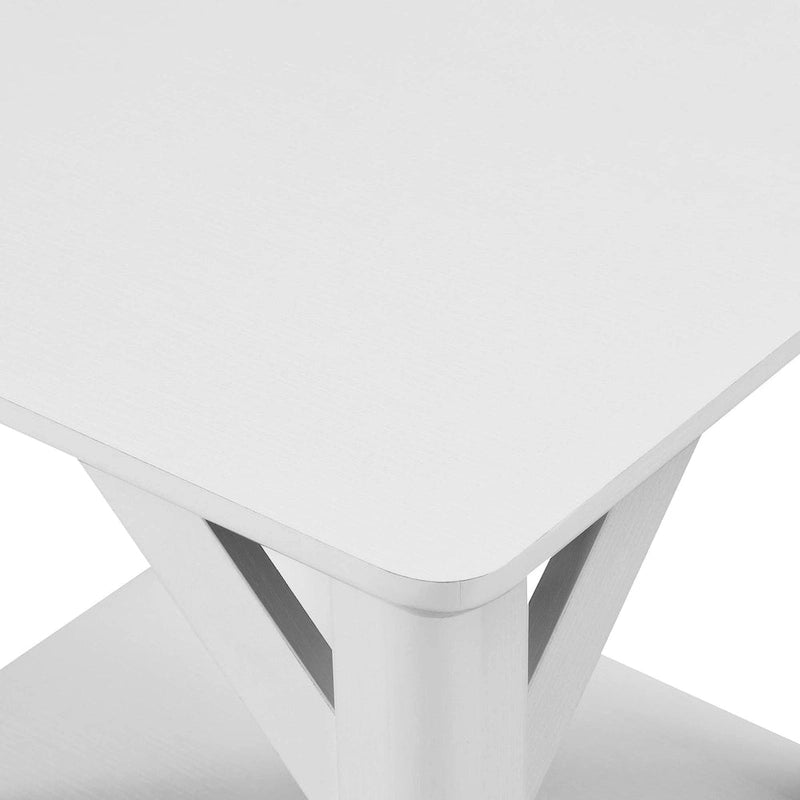 Gris délavé / Bois flotté / Blanc / Noir, table d'appoint à 2 niveaux avec étagère, simple