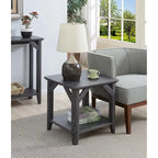 Gris délavé / Bois flotté / Blanc / Noir, table d'appoint à 2 niveaux avec étagère, simple