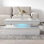 Table basse laquée, Blanc / Noir, 2 places
