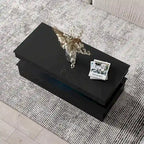 Table basse laquée, Blanc / Noir, 2 places